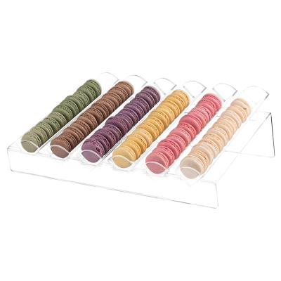 China Single Sided Acrylic Display Tray Macaron Cookie Display Macaron Stand with 6 Inserts for sale