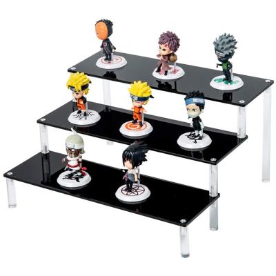 China Single Sided Acrylic Display Stand Black Riser Display Stands For Amiibo Funko Pop Figure for sale