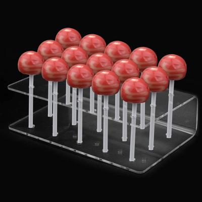 China Single Sided Acrylic Pop Cake Lollipop Display Stand 15 Holes Clear Acrylic Stand For Weddings Birthday Parties for sale