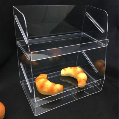 China Single Sided Clear Acrylic Cake Display Stand Plexiglass Bakery Shop Display Stand for sale