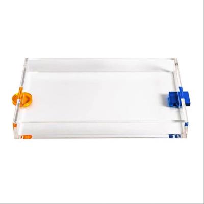 China Single-Sided Creative Home Colorful Acrylic Ornament Tray Storage Transparent Acrylic Tray for sale