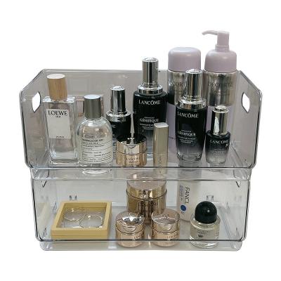 China Acrylic Storage Box Desktop Transparent Stackable Storage Box Skin Care Mask Box Dormitory Holder for sale