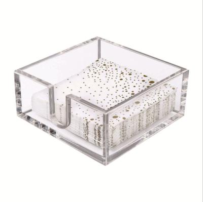 China Transparent Thickened Acrylic Storage Napkin Cocktail Holder Morden Napkin Tissue Box Acrylic Storage Box for sale