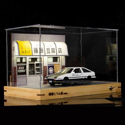 China Single Sided Acrylic Display Case Toy Motorcycle and Car with LED Lighting for sale