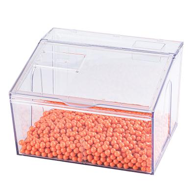 China Food Grade Single Sided PET Free BPA Free Dry Food Dispenser Snacks Feed Storage Container Cereals Show Bins for sale