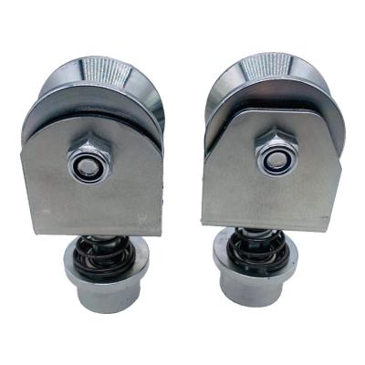 China Contemporary Bearing D60 Bracket Sliding Gate Wheel With Steel Spring Y U V Groove Gate Roller Pulley for sale