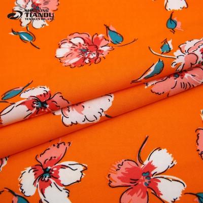 China 2019 Floral Stretch Wool Peach Blossom Print Pattern Fabric Polyester Abaya Fabric for sale