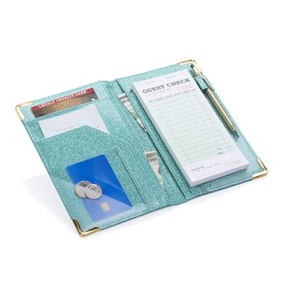 China PU Leather Waitress Book for Waiter Cute Glitter Waiter Book Bling Waitstaff Organizer for sale