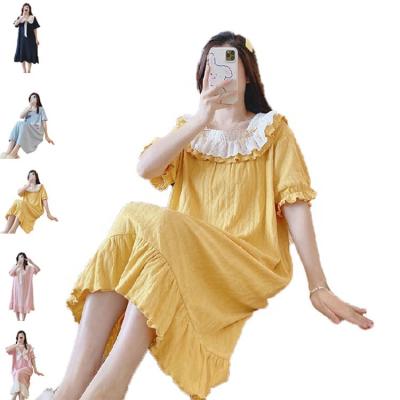 China Cartoon Sleepwear Female Polyester Pijamas Cotton Fabric Summer Breathable PAJAMAS Lovely Breathable Female Pajamas Pajamas for sale