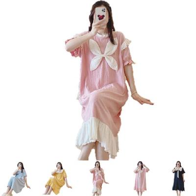 China Women's Female Spandex Nightgown Cotton Fabric Shorts Sleeve Casual Pajamas Breathable Cartoon Lovely Pijamas PAJAMAS Wears for sale