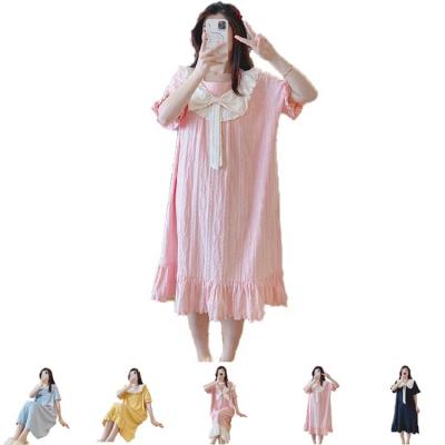 China Hot Sale Women Breathable Pajamas Pijamas Charming PAJAMAS Female Spandex Nightgown Cotton Cloth Shorts Sleeve Loose Night Wears for sale