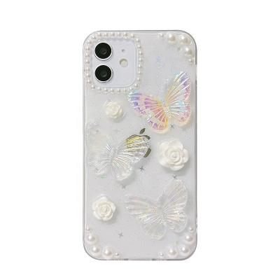 China Shockproof Retro French Stereo Butterfly Case For iPhone 13 Apple 12promax Drop 11 Glitter Powder X7/8 for sale