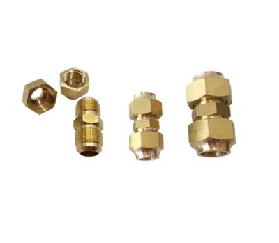 China Customized Design High Quality Double Brass Flare Union Brass Fitting With Brass Nuts Nipple Reduction for sale