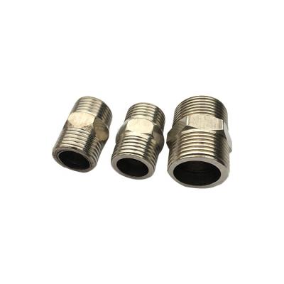 China Suitable for pipe lines connect water steel pipe fittings stainless steel pipe fittings full thread hexagon nipple ss304 nipple ss304 union fittings for sale