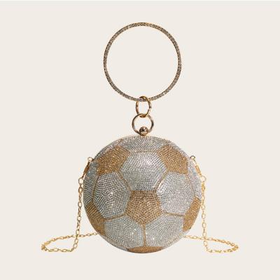 China Newest Raymons Gold Banquet Women Party Tassel Diamond Handbags Wedding Luxury Round Ball Ladies Silver Evening Clutch Bag for sale