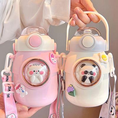 China WITH LID Water Bottle With Straw Cute Kawaii 700ml Large Capacity Cartoon Summer Girl Kettle Sports Student Cup For Children for sale