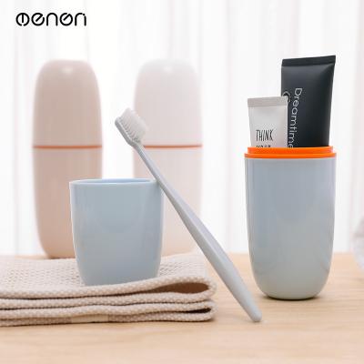 China Viable Portable Simple Toothbrush Box Cylinder Tooth Cup Mouthwash Cup Toothbrush Cup Washing Set Plastic Storage Box for sale