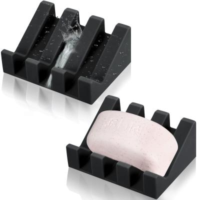 China Modern Eco-friendly Silicone Soap Holder Bathroom Silicone Soap Tray Non- Drain Soap Box for sale