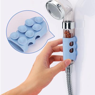 China Waterproof and Eco-Friendly Adjustable Handheld Shower Head Holder Removable Silicone Shower Bracket Suction Cup Wall Mounted Suction Cup for sale