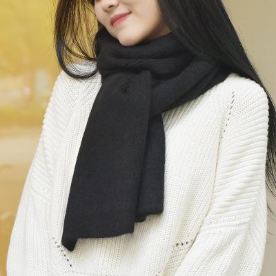 China Custom Long Winter Angora Wool Knit Scarf For Women Fluffy Shawl Knitted Autumn Plain Scarves Blanket For Ladies for sale