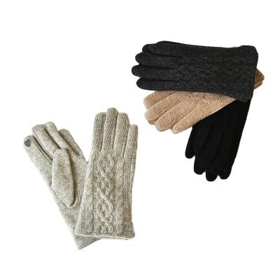 China Wilth Work Touch Screen Winter Women Custom Wool Knitted Gloves Warm Touch Screen Plaid Mittens Fashion Ladies Stretch Gloves Windproof Wholesale RTS for sale