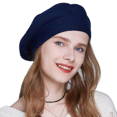 China Dobby Winter Wool Knitted Beret Hats For Women Custom Fashion Style French Berets Cashmere Wool Knit Hat Wholesale for sale