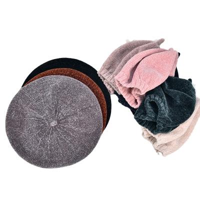 China Wholesale Cute Solid Female Knitted Beanie Hat Wool Wearable Anti Wrinkle Casual Winter Fashion Soft Women's Beret Hats Durable And Comfortable for sale