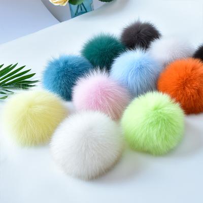 China With Button And Can Apply For An Extra Pair Of Buttons Wholsale Raccoon Fox Real Fur Pompom With Button Colorful Large Fluffy Fur Ball For Skullcaps DIY Custom Fur Accessories for sale