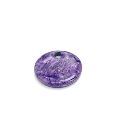 China Wholesale Natural Gemstone Accessories Mens A.C.A. Charoite Women Party Gift Loose Beads Round Peace Loop Pendant For Jewelry Making for sale