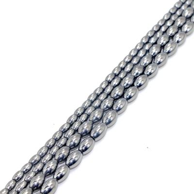 China DIY Jewelry Making Wholesale Terahertz Bead Loose Stone Bracelet Terahertz Rice Shape Bead Smooth Stone Beads For Jewelry Making for sale