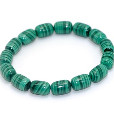 China Wholesale CLASSIC Natural Handmade Malachite Semiprecious AAA Gemstone Bracelet Malachite Tube Beads 8*12mm Stretch Bracelet for sale