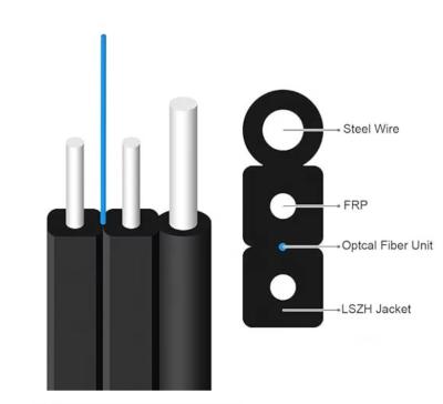 中国 FTTH 外部ドロップケーブルKABEL FIBER G657A1 1 コア 3 FTTHドロップワイヤー 4 コアドロップケーブル ネットワークISP 販売のため