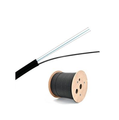 China FTTH Drop Cable Single Fiber Indoor / Outdoor Optical Fiber Drop Cable G657A1 1 Core Single Mode 9/125 LSZH Jacket 1 Stalen draad+2 FRP Sterkte lid Zwart 1000 meter Te koop