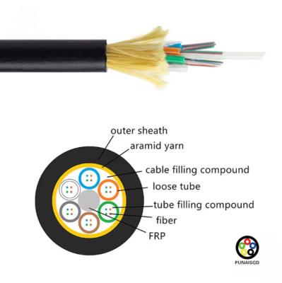 China ADSS FIBER OPTIC CABLE 12 24 48 96 Core Aerial Single Mode Fiber Optic Cable G652D Outdoor Type 1KM Span 200m HDPE Single Outer Jacket Black for sale