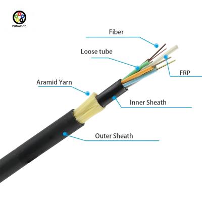 China ADSS Fiber Optic Cable ADSS Cable All Dielectric Self-Supporting 12 24 48 96 144 Core Double Jacket G652D Outdoor for sale