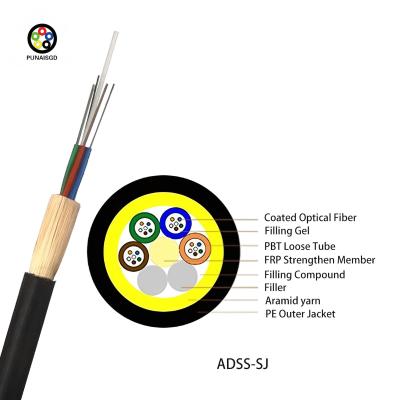 China ADSS Fiber Optic Cable ADSS-D Double Layer Aerial Optic Fiber Cable 12-24-48-96-144 Core for sale