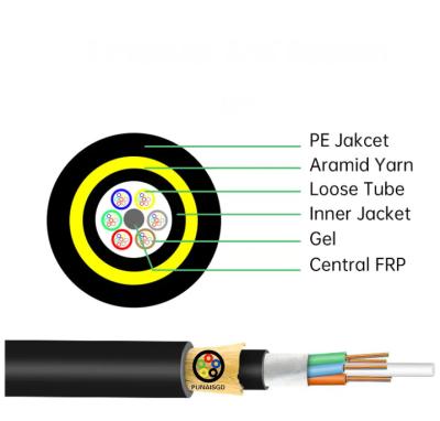 China Manufacturer Fiber Optic Cable ADSS 12 Core Single Mode  Black PE Outer Sheath for sale