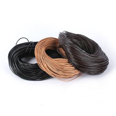 China Retro Wholesale 90 Meters Round Genuine Leather Braided Cord Lanyard String Components For DIY Jewelry Making for sale