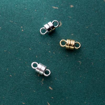 China Wholesale DIY Gold Plated Connectors Beaded 925 Sterling Silver Bracelet Magnetic Clasp Jewelry Accessories for sale