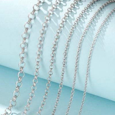 China Trendy DIY 1.3mm 1.5mm 1.8mm 2mm 2.5mm 3mm 4mm 5mm 925 Sterling Silver Rolo Chain Semi-finished Circle Link Chain Jewelry Accessories for sale