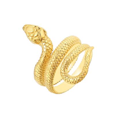 China Hiphop Stainless Steel Punk Gold Plated Snake Shape Ring Adjustable Women Jewelry for sale