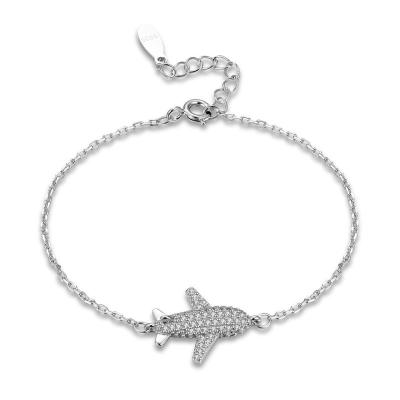 China FASHIONABLE Custom Micro Paved CZ Flat Shape 925 Sterling Silver Airplane Bracelets for sale