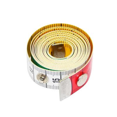 China Hotels Color Tape Measure With Sewing Bilateral Soft Ruler Button Color Tailor's Tape Measure Ruler 150cm And 60inch Scale Clearly for sale