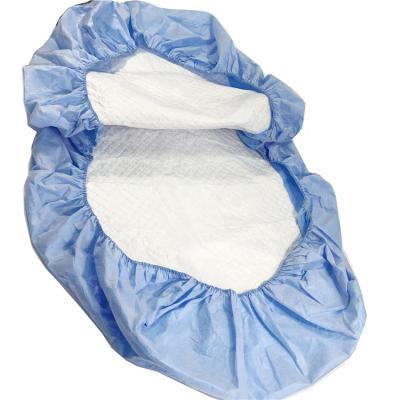 China Hospital Manufacturer Medical Chinese Underpad Elastic Band Bedspread Hospital Seam Breathable Film+Nonwoven Disposable Elastic Bedspread for sale