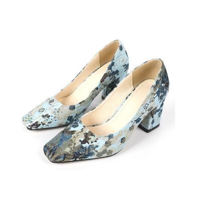 China Printed Hot Selling New Ladies Spring Pumps Shiny Shoe Elegant Business Office Printed High Heels For Women for sale