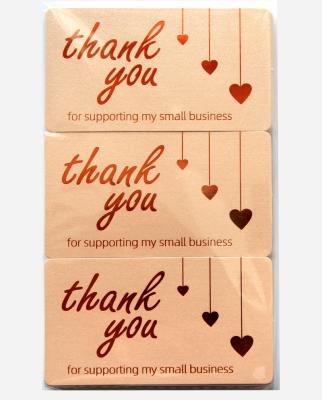 China paper & Cardboard Blank Gold Foil Thank You Card Small Business E-commerce Store Service Cards for sale