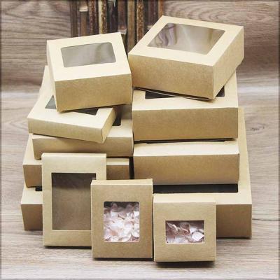 China Biodegradable Wholesale Kraft Box With Window Square Paper Gift Box for sale