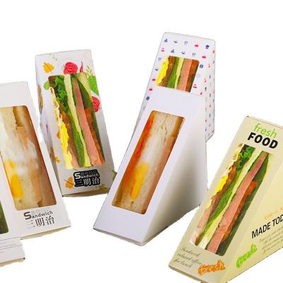 China Recycled Materials Carton Triangle Bag Can Be Cut Clear Household Disposable Transparent Lunch Sandwiches Packaging Boxes for sale