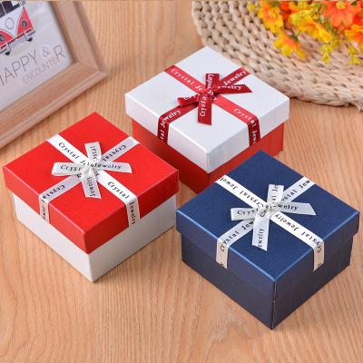 China Wholesale Factory Customized Biodegradable Exquisite Bow Gift Box Gift Jewelry Box Sky and Earth Cover Jewelry Box Jewelry for sale