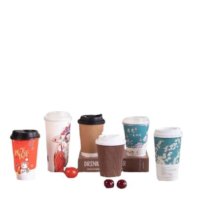 China Biodegradable Paper Coffee Cups With Lids 90 Gauge Paper Cup With Single Layer Cavity Customized Logo Hot Drink Mug for sale